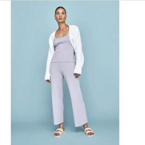 Carbon38 Ribbed Knit Flared Lounge Pant Lavender Size Medium